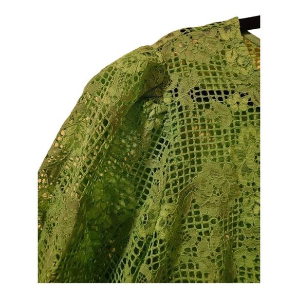 FUTURE COLLECTIVE Green Lace Peplum Crop Blouse - Size XXL - Picture 4 of 8
